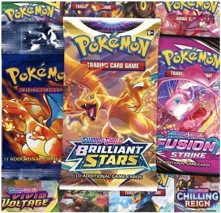 TCG: Authentic Factory Sealed Booster Pack (Includes Mystery Card Bundle - V/VMAX 1 in 3 - Bonus Free Protective Card Holder!)