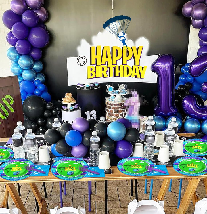 64Pcs Video Games Llama Party Tableware Supplies Including 32 Pcs Plates, 16 Pcs Forks and 16 Pcs Napkins, Video Games Theme Party Birthday Decorations