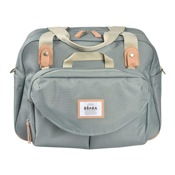 Beaba Geneva Diaper Bag, Multifunction Baby Diaper Bag, Includes Removable Strap for Stroller, Changing Pad, and Insulated Pouch, (Sage)