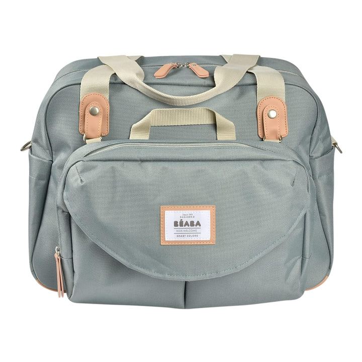 Beaba Geneva Diaper Bag, Multifunction Baby Diaper Bag, Includes Removable Strap for Stroller, Changing Pad, and Insulated Pouch, (Sage)