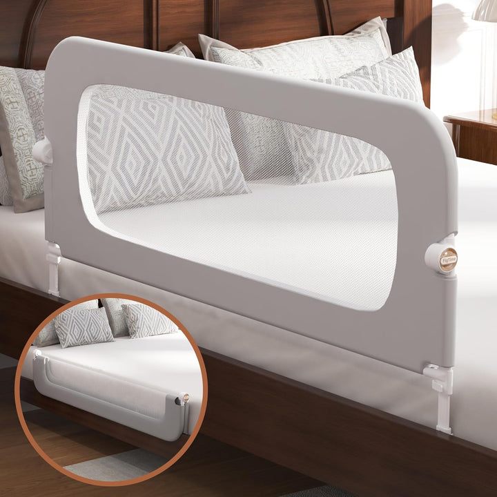 Bed Rail for Toddlers, Baby Bed Rail Guard for Kids, Toddler Bed Rails with Reinforced Anchor Fit, Height Adjustable & Foldable Bed Rail Guard for Twin, Full, Queen & King Beds (White, 32IN)