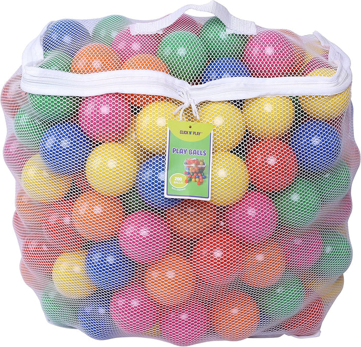Ball Pit Balls for Kids, Plastic Refill Balls, 200 Pack, Phthalate and BPA Free, Includes a Reusable Storage Bag with Zipper, Bright Colors, Gift for Toddlers and Kids