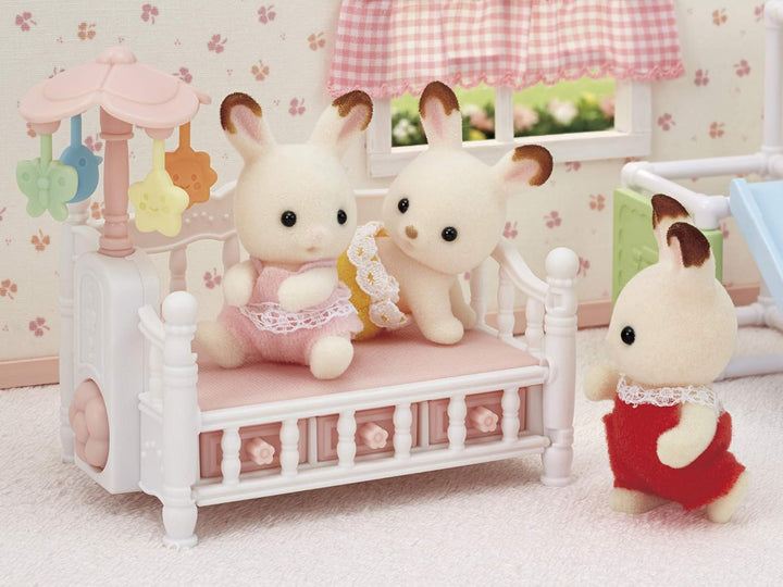 Crib with Mobile - Interactive Dollhouse Furniture Set with Working Features