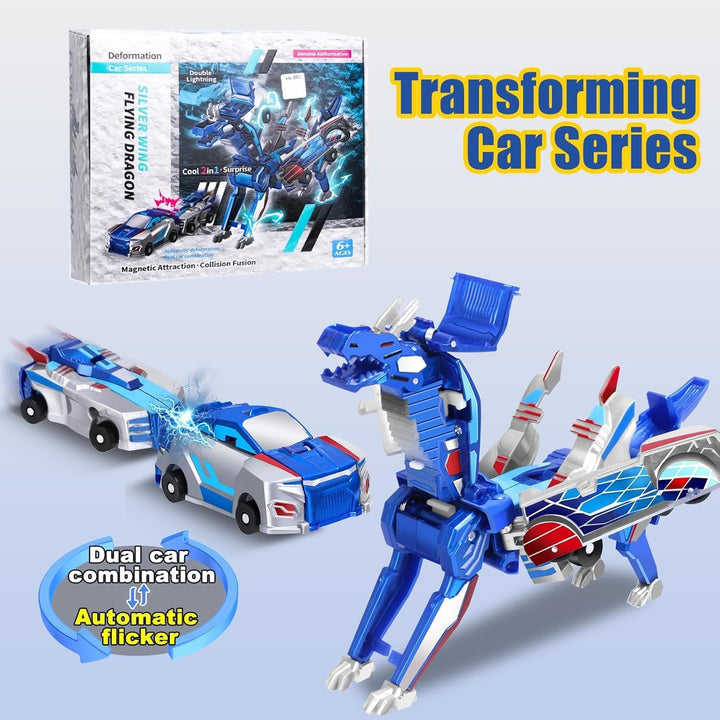 The Ultimate Unicorn Car Toy！Two Children'S Car Robots Collide with Magnetic Transformation to Make the Mysterious Game of Unicorn Robots！Best Gift for Your Child'S Birthday！
