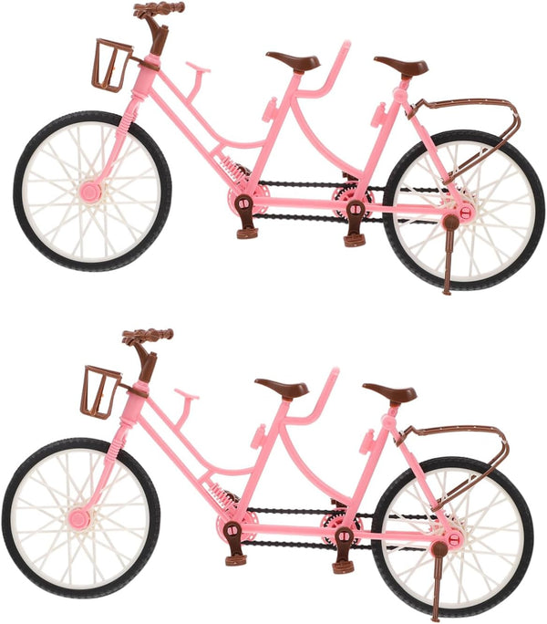 Doll Bicycle Set for Boys and Girls Double Seat Miniature Bike Toy Removable Basket for Boys and Girls Playtime Accessories