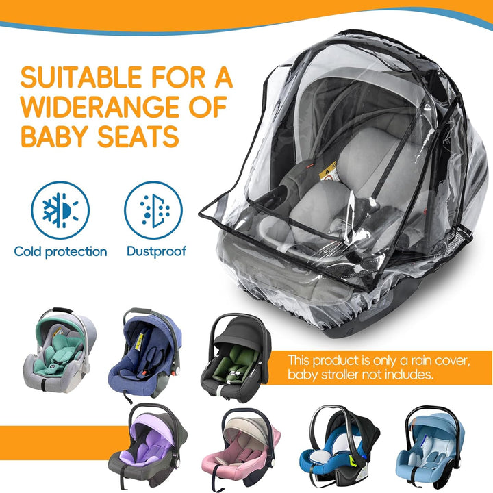 Car Seat Rain Cover, Baby Car Seat Rain Cover Universal with Side Ventilation and Quick-Access Large Window, Protected from Rain, Snow, Wind and Dust, Baby Travel Accessories