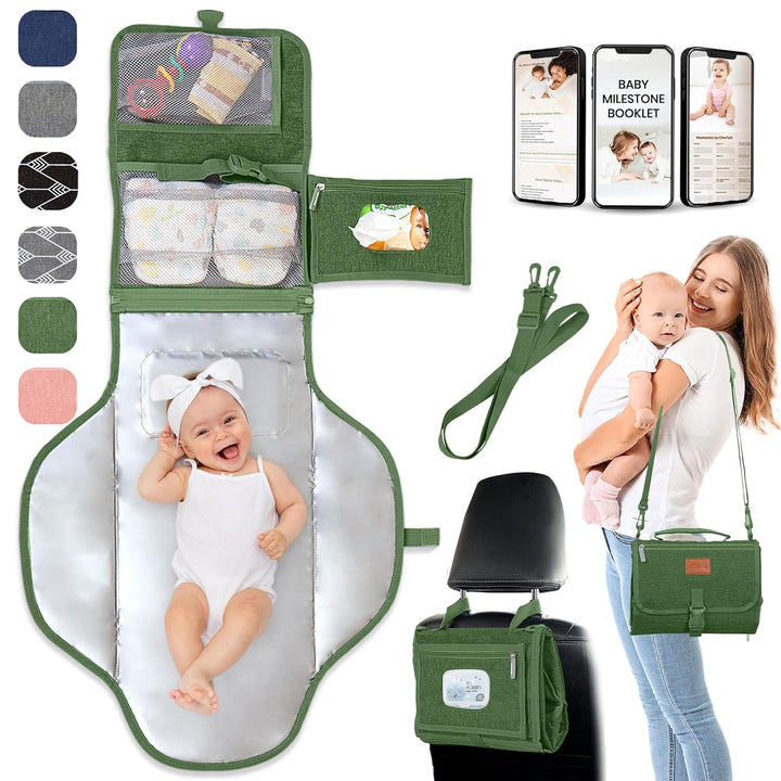 Portable Changing Pad for Baby – Soft, Comfortable Portable Diaper Changing Pad with Wipes Pockets, Waterproof and Easy to Clean – Baby Registry Search, New Born Baby Essentials Must Haves, Baby Stuff