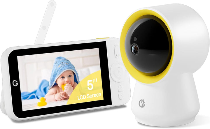 Baby Monitor No Wifi, Baby Monitor with Camera and Audio, 5" IPS 1080P with Wall Mount, 6000Mah Battery, 1000Ft Range, Smart Monitoring 24Hrs Playback, AI Cry Detection & Sleep Tracking