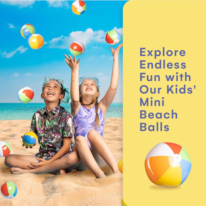 Mini Beach Balls Bulk Pack - 6 Inch Inflatable Rainbow Beach Balls for Kids - Ideal Pool Toys, Centerpieces for Tables, Lake Toys, Theme Party Decorations - 25 Pack