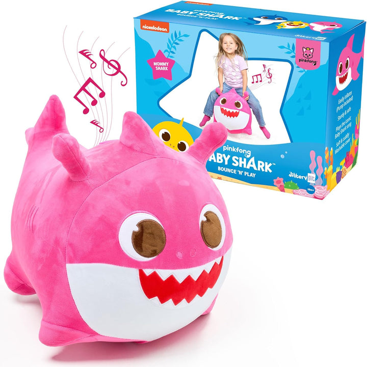 Baby Shark Official Bouncy Hopper Plush Musical Singing Toy - Inflatable Animal Ride on for Indoor & Outdoor - Birthday Gift for Kids & Toddlers (Boys & Girls) Ages 18+ Months (Yellow)
