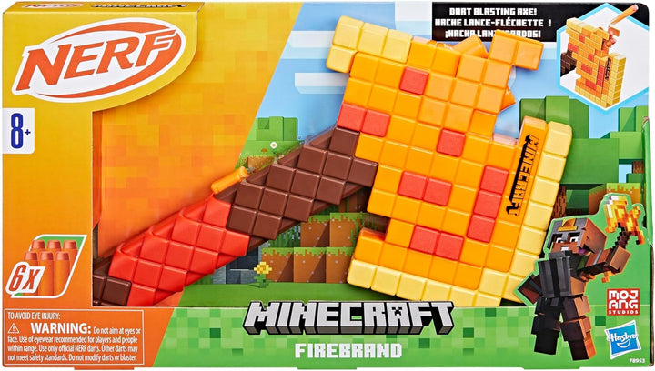 Minecraft Firebrand, Dart Blasting Axe, 6  Elite Foam Darts, Design Inspired by Minecraft Axe in the Game, Pull down Priming, Minecraft Toys