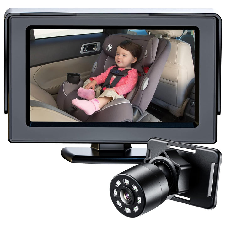 Baby Car Camera, Dual Channel 5 Inch Display with 2 IR Night Vision Camera, Easily Install Baby Car Mirror 1080P Clear Car Baby Camera for Rear Facing Seat Backseat ACZ403