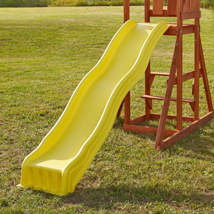 WS 8334 Cool Wave Plastic Slide for 4' Swing Set Decks with Included Safety Handles, Yellow (Amazon Exclusive)