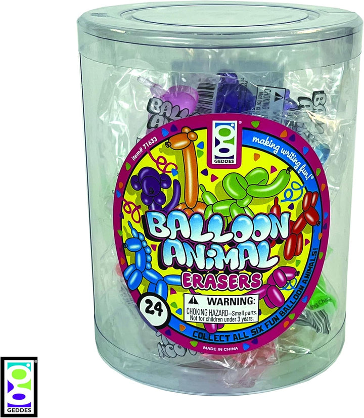 Balloon Eraser Animals Tub of 24, (71633)