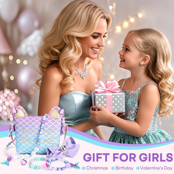 Purse for Little Girls Dress up Jewelry Pretend Play Kids Accessories Mermaid Gifts