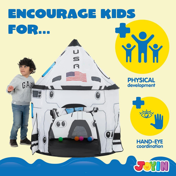 Rocket Ship Play Tent Pop up Play Tent Kids Indoor Outdoor Spaceship Playhouse Tent Set
