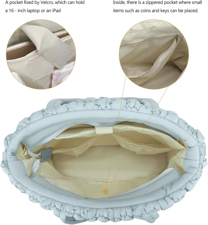 Puffer Tote Diaper Bag for Women, Multifunction Lightweight Fashion Quilted Mommy Tote Bag