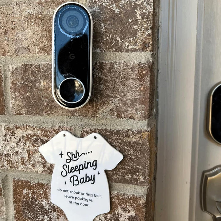 2Pcs Acrylic Baby Sleeping Hanging Sign Plaque, Do Not Knock or Ring the Bell, round Wooden Door Hanger for Baby Room, Nursery, Front Door, Door Knob Decor (Acrylic)