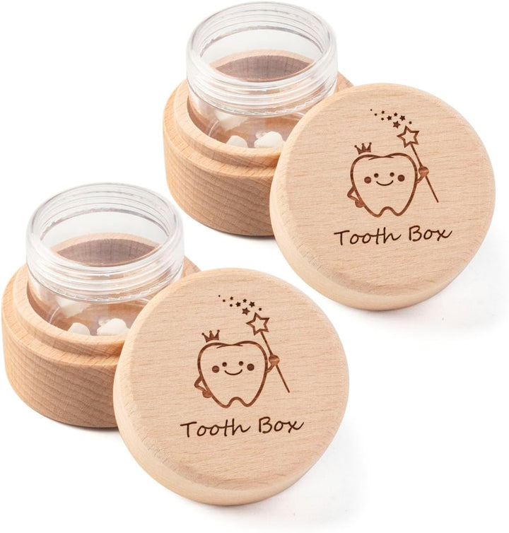 Tooth Fairy Box for Girls and Boys Wooden Cute Tooth Box with Transparent Acrylic Bottle, Lost Teeth Storage for Kids, Dropped Teeth Keepsake Storage Holder Gift