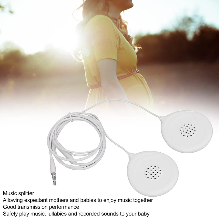 Prenatal Belly Headphone, Baby Heartbeat Monitor Pregnancy Prenatal Belly Speakers Music Splitter 12 Sticker Prenatal Belly Headphone Pregnancy Headphone for Women Mother White