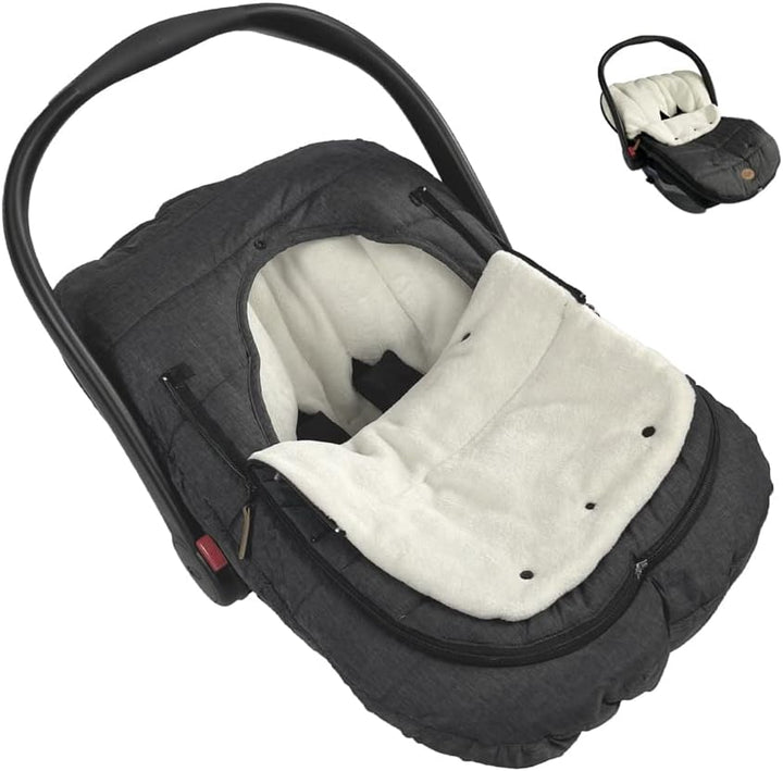 Car Seat Cover+Carseat Bunting Bag Intergrated into 1,Waterproof Anti-Cold Winter Bassinet Stroller Car Seat Sleeping Bag for Infant,0-12M
