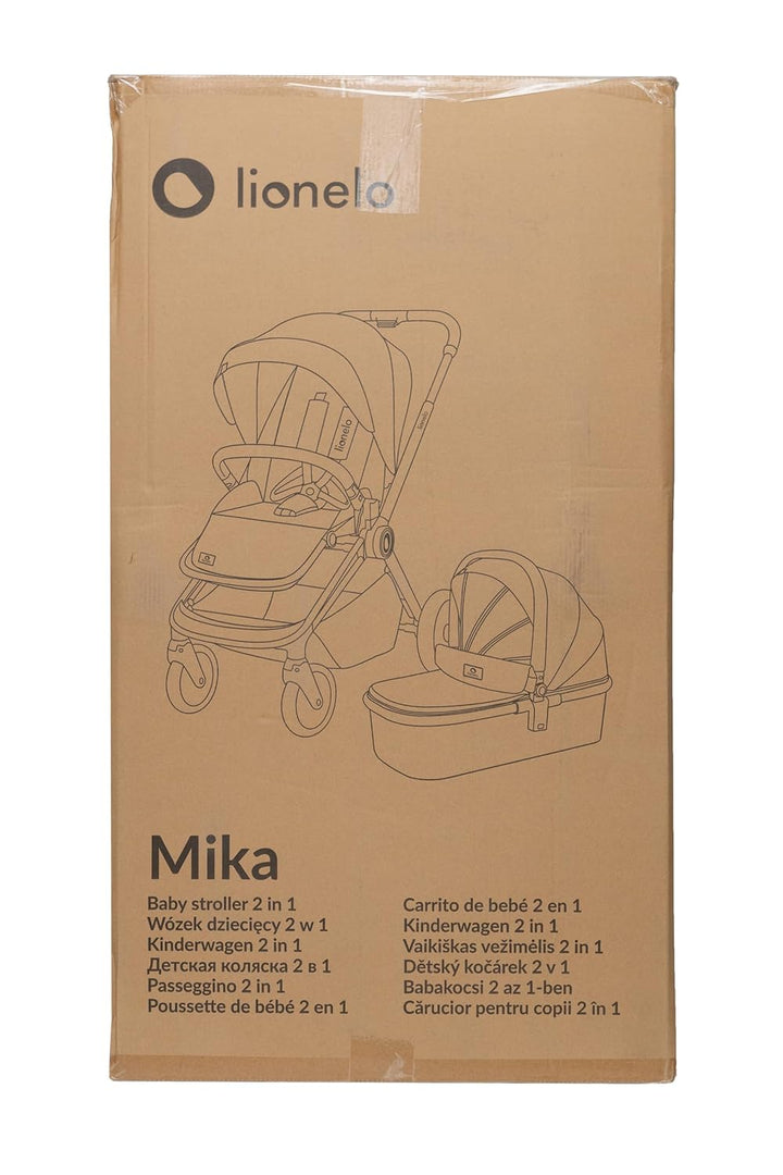 Mika 2-In-1 Combination Pushchair Baby Carrycot Pram Buggy Rain Cover Shoulder Strap for Transport, Mattress, Mosquito Net, Foot Cover, Waterproof Material, Rubber Wheels (Grey Graphite)