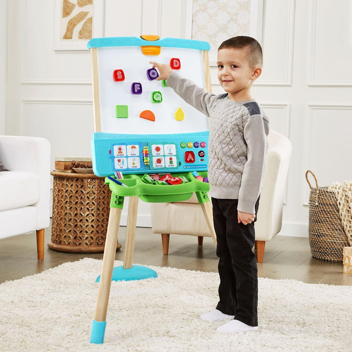 Interactive Learning Easel with Magnetic Chalkboard and Whiteboard for Kids Ages 3-5 (Frustration Free Packaging)