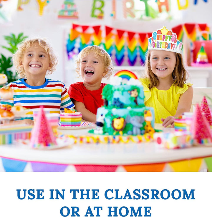 Carson Dellosa 30-Piece Birthday Crown Set, Colorful Party Hats for School and Kids Parties, Gift Bags, Elementary and Kindergarten Classroom Must Haves
