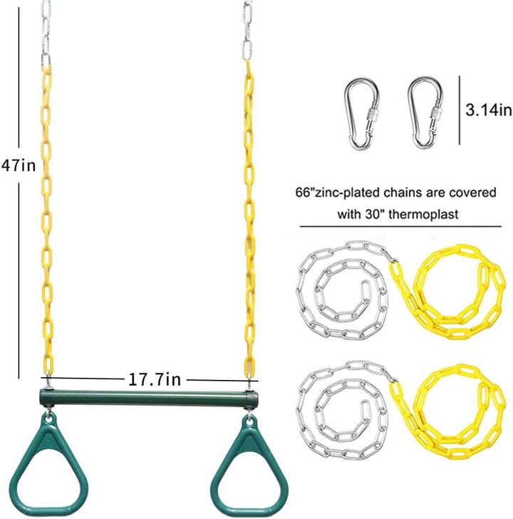 18'' Trapeze Swing Bar Rings 48'' Heavy Duty Plastic Coated Chains Swing Set Accessories