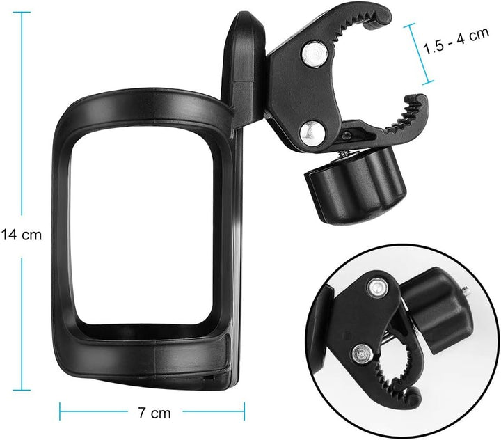 Stroller Cup Holder, Universal Cup Holder for Uppababy, Nuna, Doona Strollers, 360 ° Rotatable Bottle Holder for Stroller, Bike, Wheelchair, Walker, Scooter