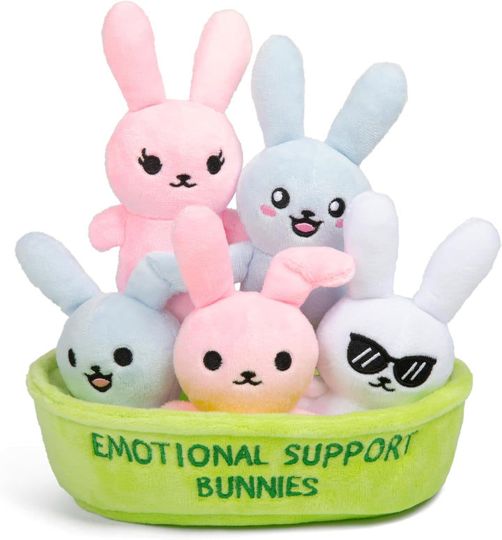 Emotional Support Chicken Nuggets by Relatable, Cuddly Stuffed Animals and Toys, Squishy Toys and Plushies, Great Gift Ideas for Loved Ones of All Ages, Includes 5 Plushies with Carrying Basket