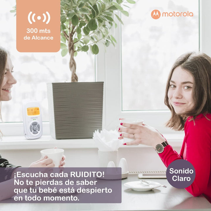MBP24 Audio Baby Monitor with Room Temperature Display, High Sensitivity Microphone and Two-Way Talk, White