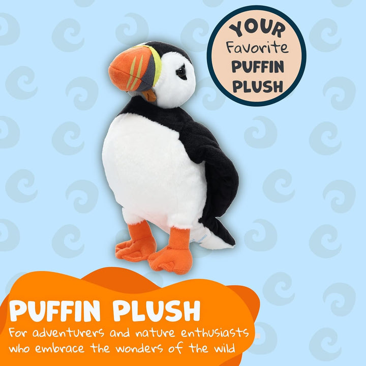 12" Black and White Puffin Plush Toy