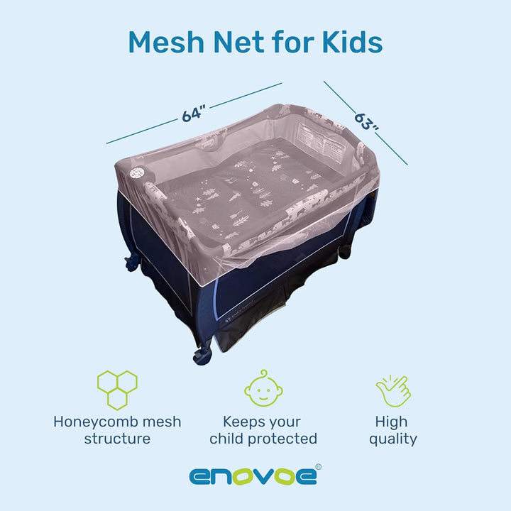 Mosquito Net for Baby Stroller and Crib - Durable Mesh Bug Net Cover with Elastic Edge - Fits Strollers, Bassinets, Playards, and Mini Cribs - Travel Essential for Newborns - 63X64-Inch (White)