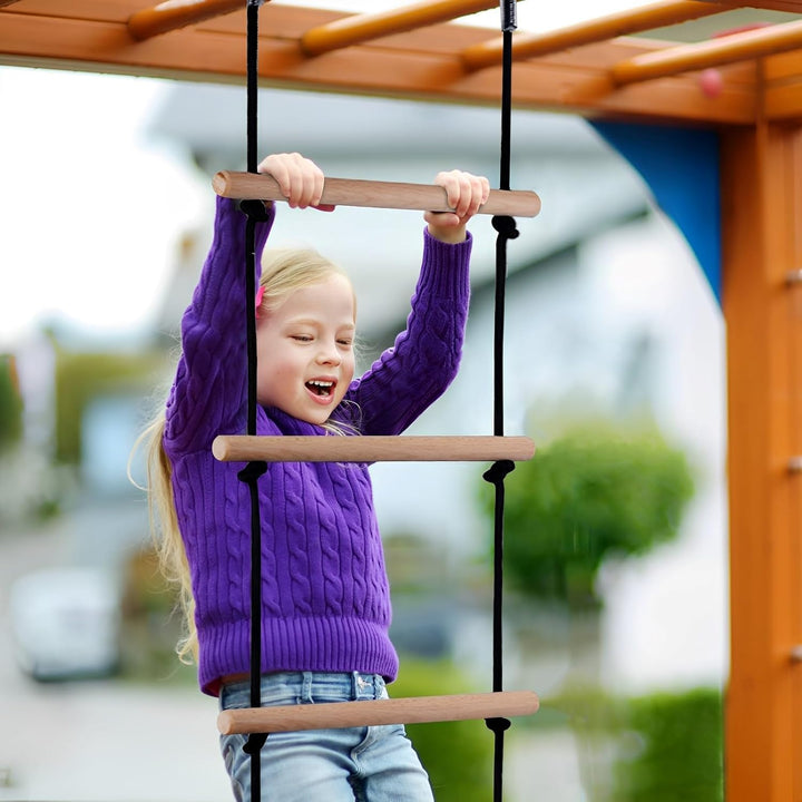 Kids Climbing Rope Ladder, Hanging Ladder for Swing Accessories (2 Hooks)