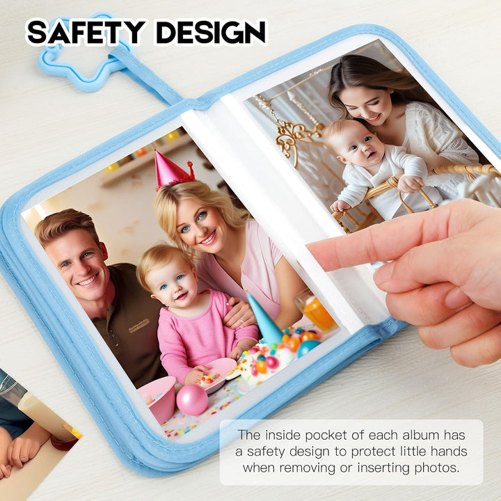Baby'S My First Photo Album for Baby Holds 21 4X6 Photos, Baby Photo Album Soft Cloth Family Book, My First Family Album for 4X6 Baby Shower Kids Toddlers Family Pictures, Toddler Photo Album (Blue)