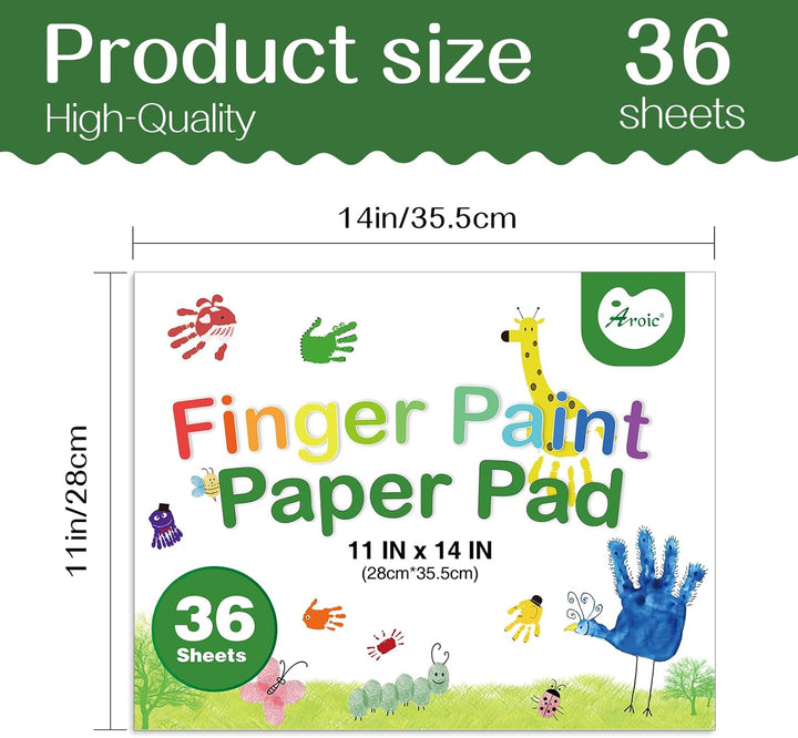 36 Sheets Finger Paint Paper 11 X 14 Inches, Paint Pad for Kid, Fingerpaint Paper for Toddlers and Kids, Toddlers Art Supplies, Art Painting Pad Set for Finger Painting, Drawing