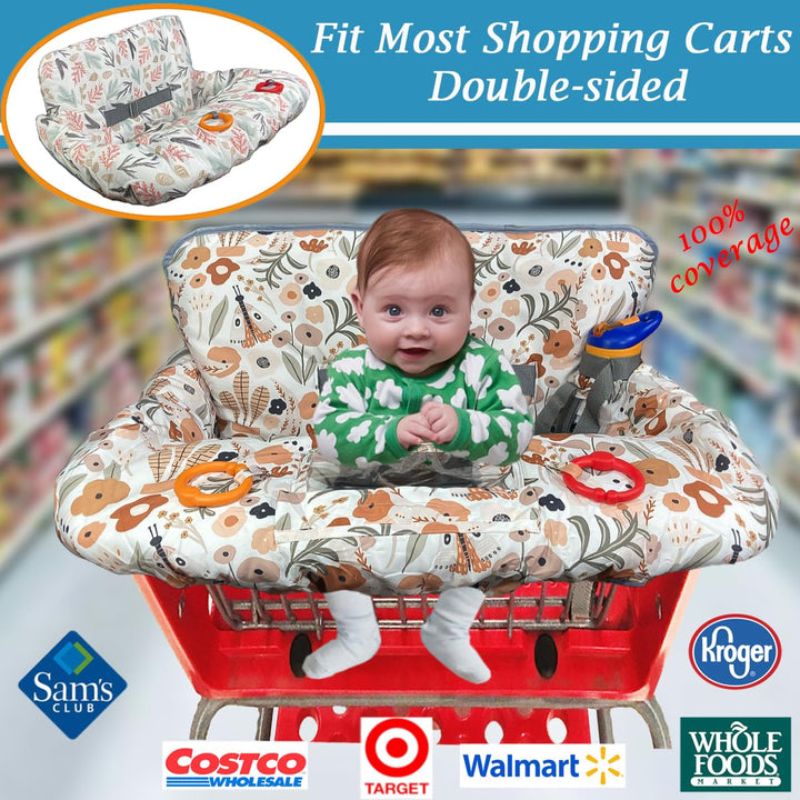 Shopping Cart Cover for Baby Grocery Cart Cover for Baby Boy and Baby Girl, High Chair Cover for Baby and Toddler, Baby Registry Gift - Waterproof - Extra Large - Cotton - Double Sided (Orange)