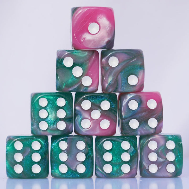 10 PC D6 Dice 16Mm Acrylic Dice Set for RPG MTG DND Dice Table Games and Board Games (Pink + Blue)