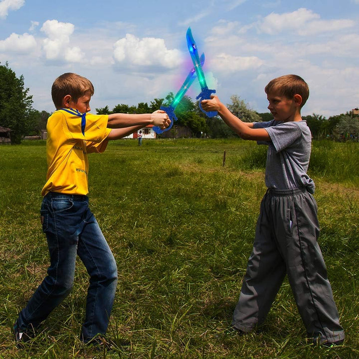 Light up Shark Sword for Kids (Set of 2) - 15 Inch Light up Boy Toys with Flashing LED Lights, Toys for Boys 4-6 - Fun Play Swords Gifts That Elevate Your Kids Custume