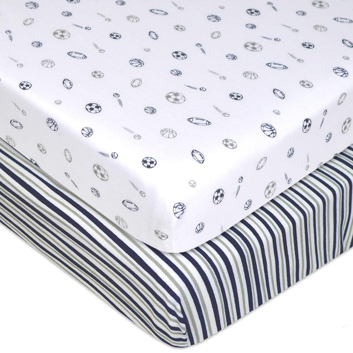 2 Pack 100% Natural Cotton Fitted Pack and Play Sheets 39" X 27" - Soft & Breathable Pack N Play Sheets for Playard & Mini Crib Mattress, White, for Boys & Girls