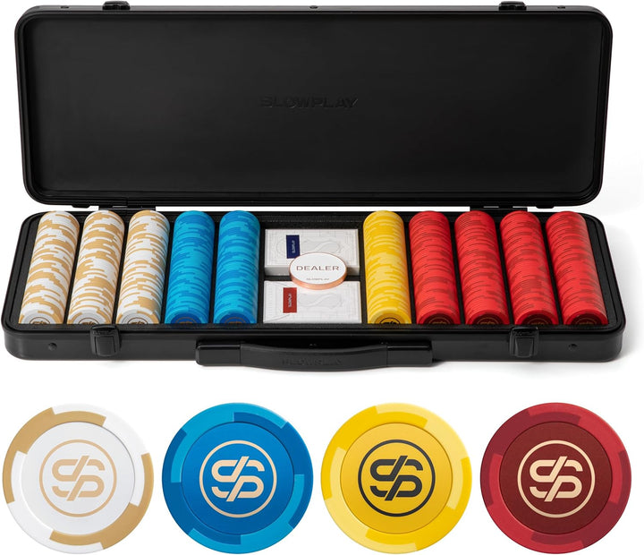 Godel 14G Clay Poker Chips Set for Texas Hold’Em, 500 PCS [Blank Chips] Features a High-End Chip Case with Extra Durable German Polycarbonate Shell, Ideal Gifts for Poker Players