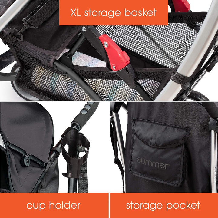 Ingenuity 3Dlite Convenience Stroller,Jet Black–Lightweight Stroller with Aluminum Frame,Large Seat Area, 4 Position Recline, Extra Large Storage Basket– Infant Stroller for Travel&More