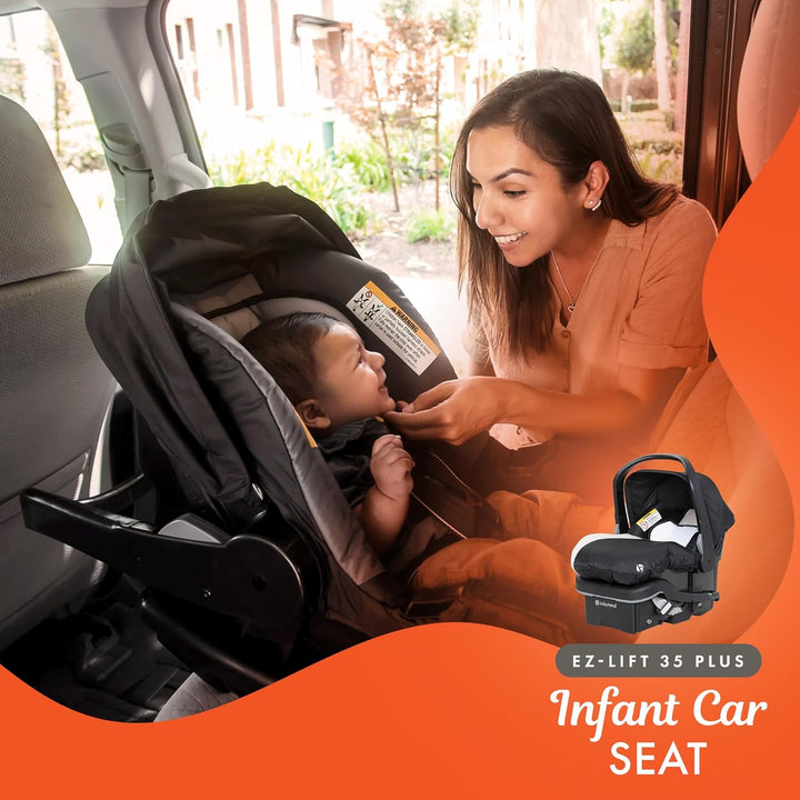 Sit N' Stand Tandem Double Stroller 2.0 DLX and Ez-Lift plus Car Seat Set with 5 Point Safety Harnesses and Cozy Cover, Modern Khaki