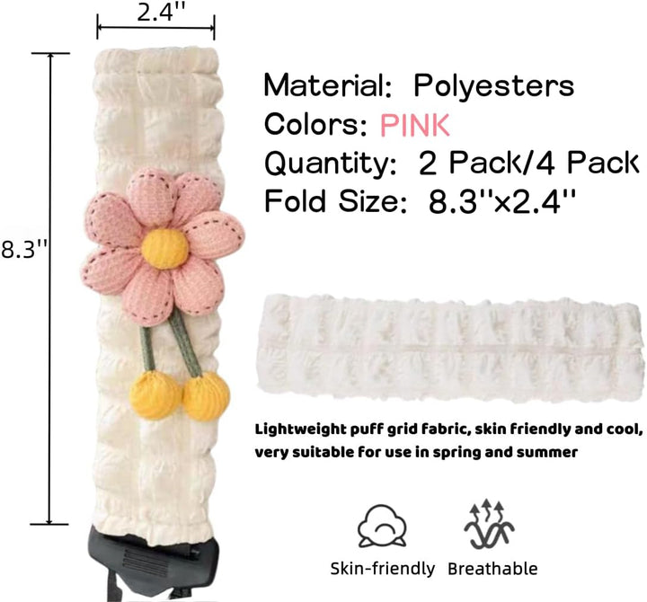 Cute Flower Seat Belt Cover Pads, 2 Pcs & 4 Pcs Seatbelt Covers for Women Adults, Car Seat Strap Pads, Seatbelt Cushion (Pink,2)