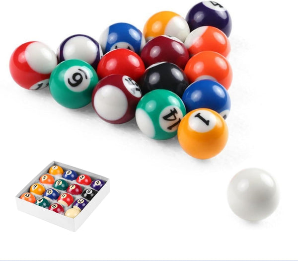 16Pcs Small Tabletop Pool Table Balls, Small Pool Cue Balls Full Set, Indoor Table Game Kids Adults Toy 0.98/1.25/1.49Inch Optional