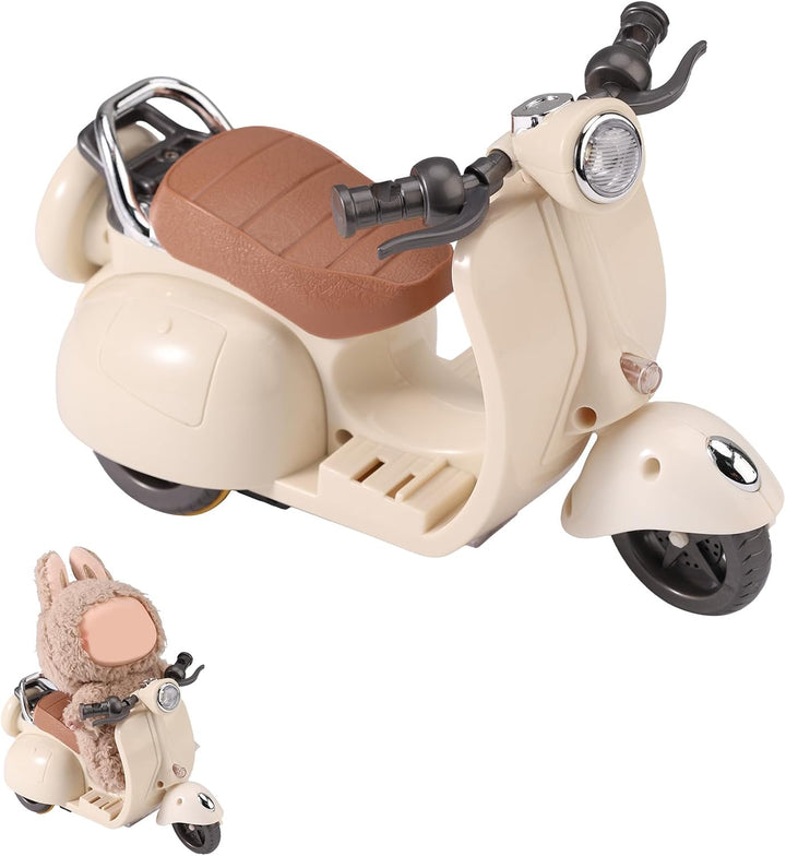 Mini Scooter Toy, Interactive Model Doll Car Accessories with Music and Light Toy Vehicle for Dolls Motorcycle Rotating Desktop Decoration Ornament