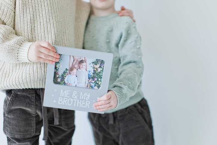 Me and My Brother Picture Frame, Christmas Photo Picture Frame, Sibling Keepsake, Ideal Big Brother Gift, Shower Gift and Gender Neutral Nursery Decor, Gray