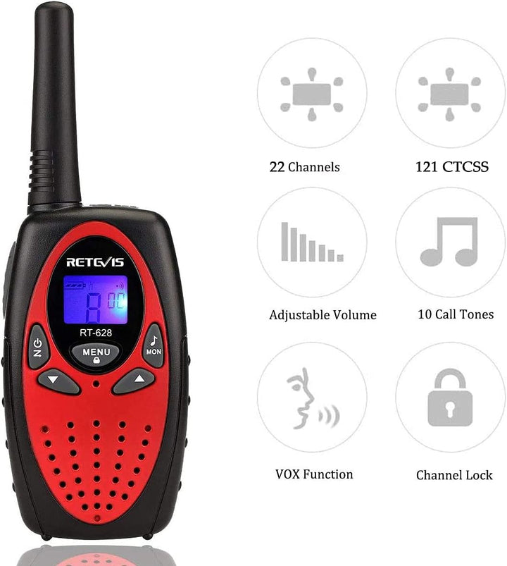 RT628 Walkie Talkies for Kids,Toys Gifts for 6-12 Years Old Boys Girls,Long Range 2 Way Radio 22CH Vox,Birthday Gift,Family Walkie Talkie for Camping Hiking Indoor Outdoor