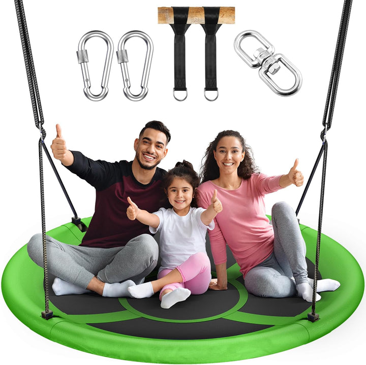 43" Saucer Tree Swing for Kids Adult, 700Lbs Weight Capacity, Waterproof Flying Saucer Swing with Adjustable Hanging Straps, Swing Seats for Backyard Outdoor Indoor Playground, Blue